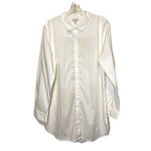 Garnet Hill Oversized Lightweight Organic Pima Cotton White Tunic Top Plus Sz 16